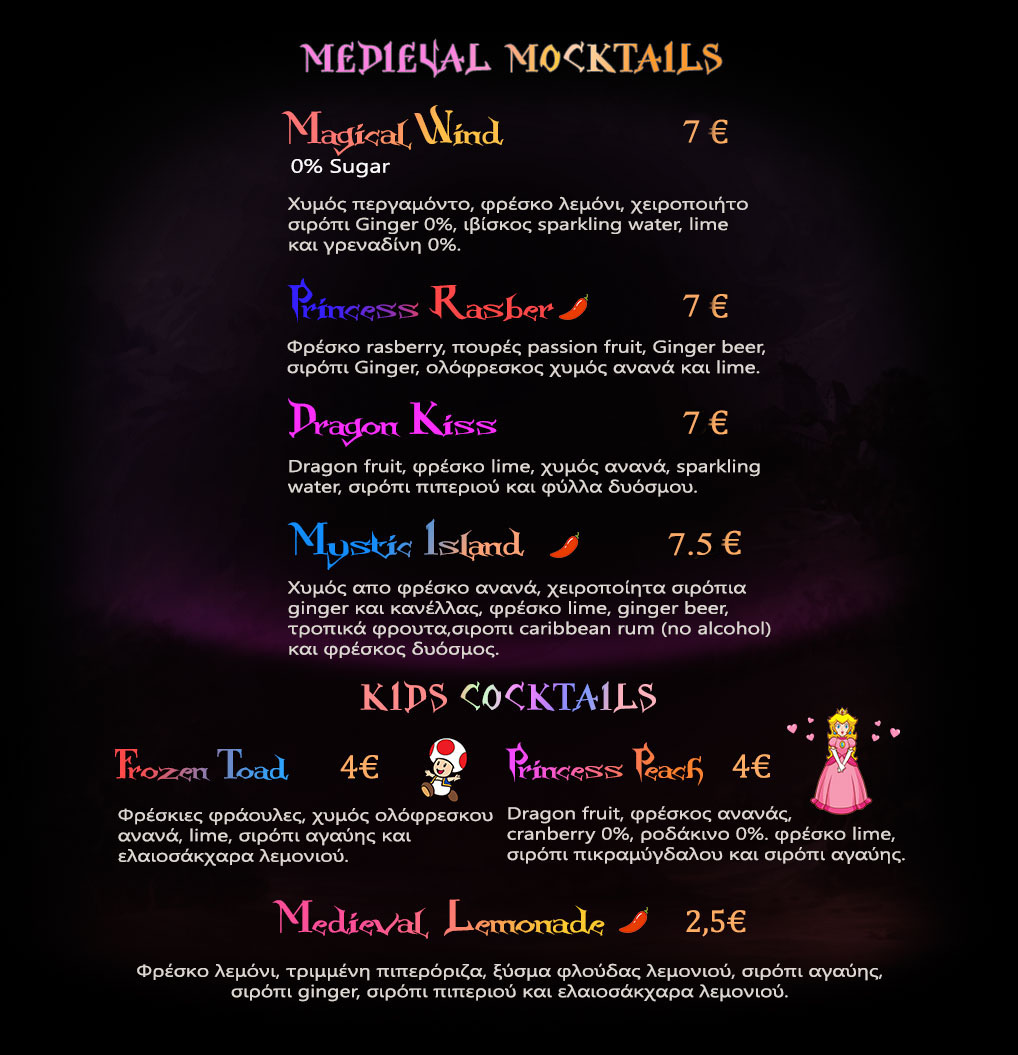 medieval mocktails recipe menu non alcoholic no alcohol free kids